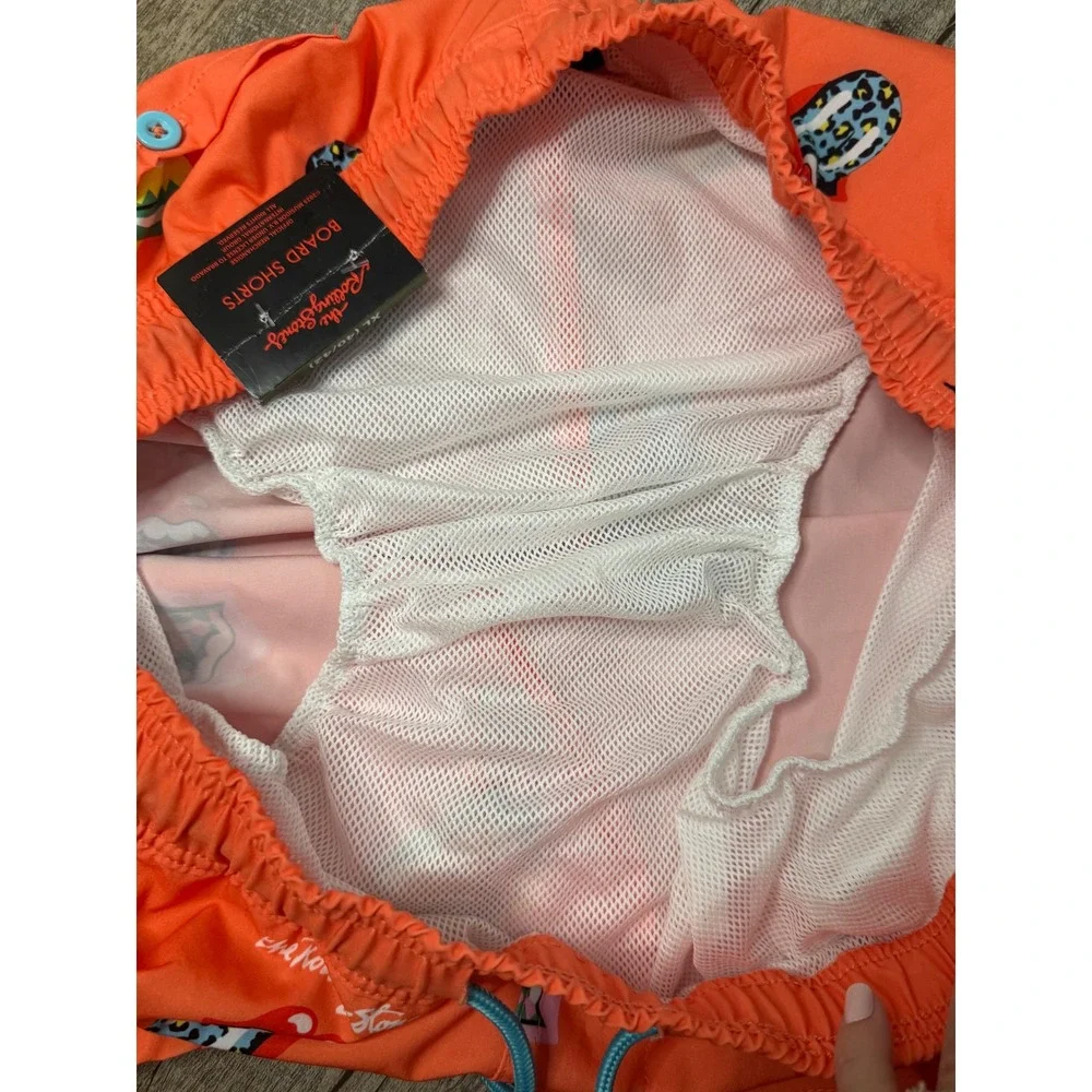 The Rolling Stones Mens Board Shorts Orange Tongue Logo Swim Trunks XL 40-42